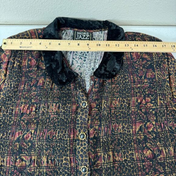 More Jazz Women Floral Print Button Up Shirt Dress Long Sleeve Size 16 Boho Core - Picture 10 of 11